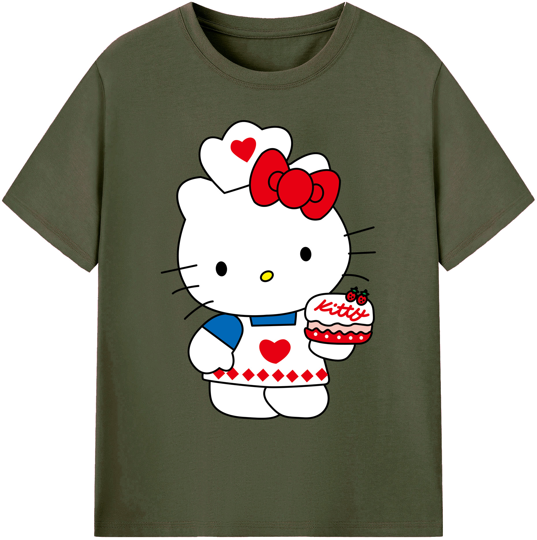 （画像用） Hello Kitty ハローキティ 綿100％ メンズ半袖Tシャツ｜肌触りやわらか＆通気性
